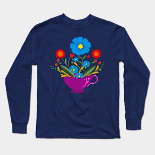 Teacup filled with gorgeous flowers Long Sleeve T-Shirt